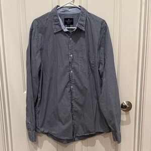 American Eagle Men's Blue Checkered Shirt